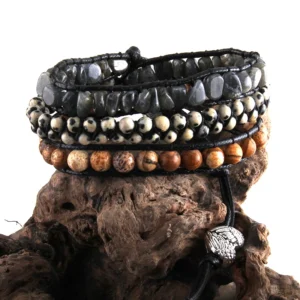 Fashion Boho Jewelry Natural Stone Jaspers Chip Stone Strands Beaded Wrap Braceletsfor Women Gift