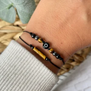 Evil Eye Triple Protection Set Nazar Black Tourmaline Bracelet Set